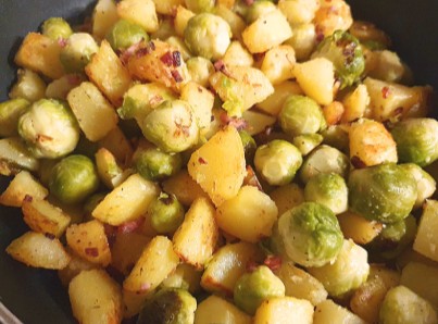 Kartoffel Rosenkohl Pfanne